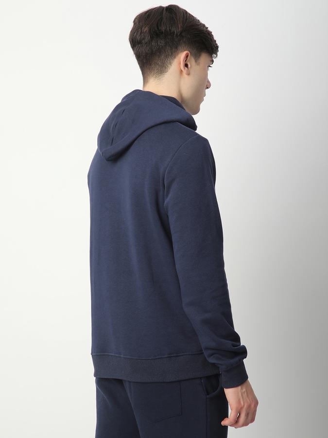 Men Fleece Regular Fit Hooded Graphic Sweatshirt