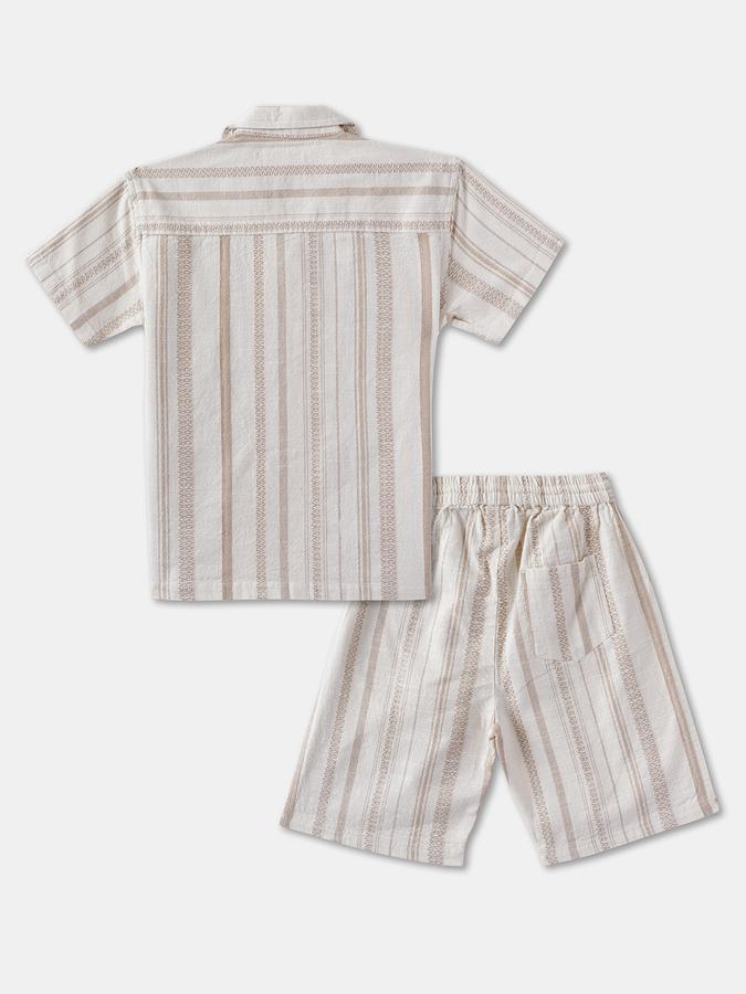 Boys Striped Short Sleeve Shirt with Shorts Fashion Set