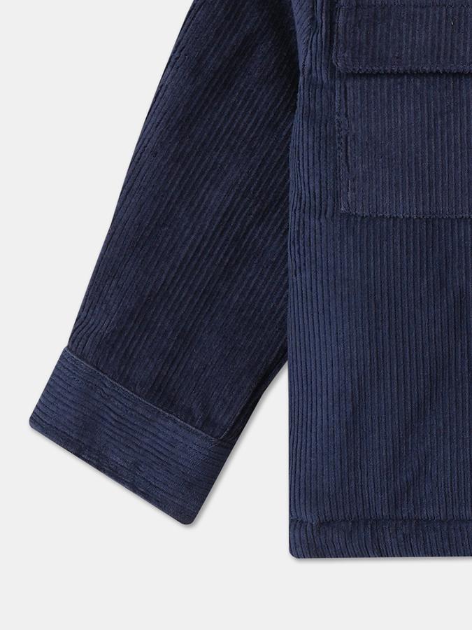 Boys Corduroy Sherpa Lined Button Front Embroidered Jacket