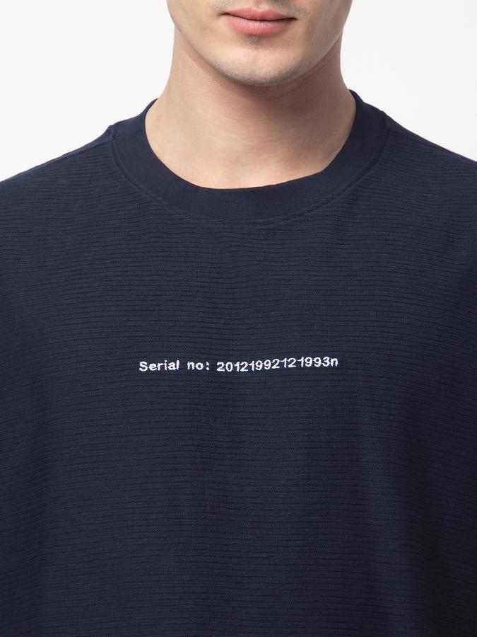 R&B MENS TEXTURED CASUAL T-SHIRT WITH ROUND NECK AND SHORT SLEEVES image number 3