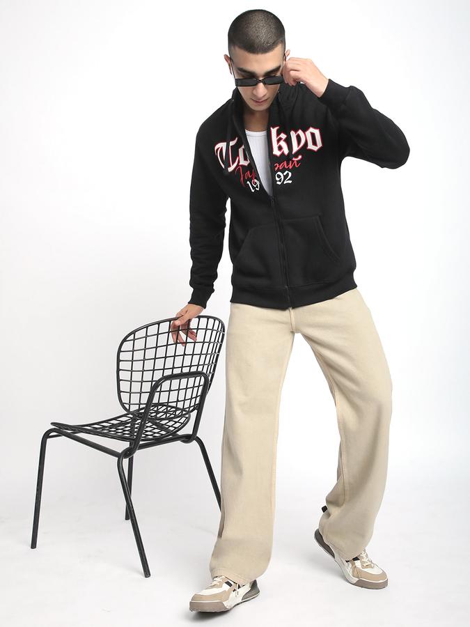 Men Fleece Regular Fit Hooded Zip Up Sweatshirt
