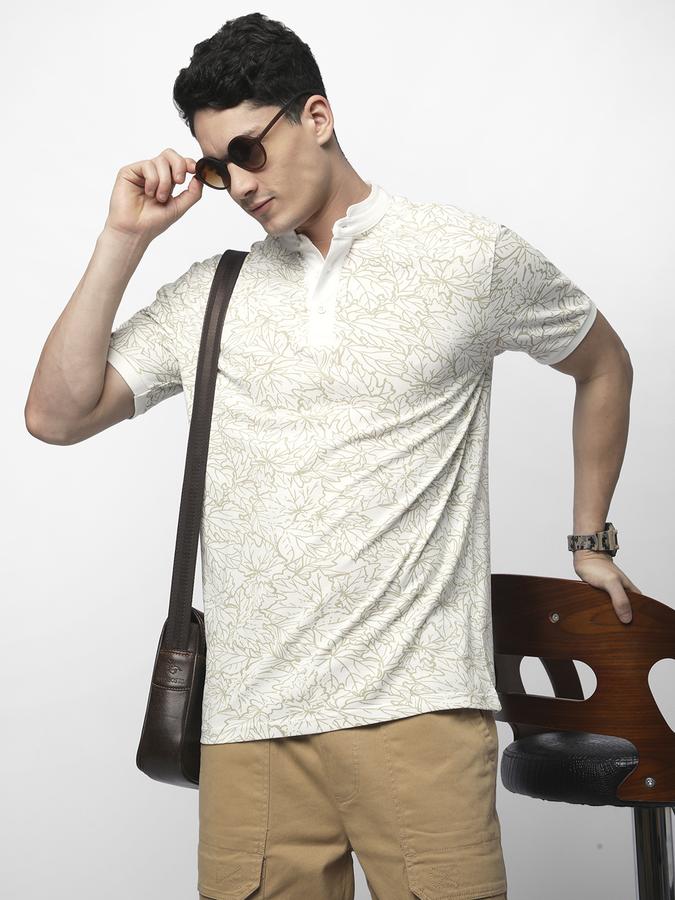 Floral Printed Polo T-Shirt with Short Sleeves