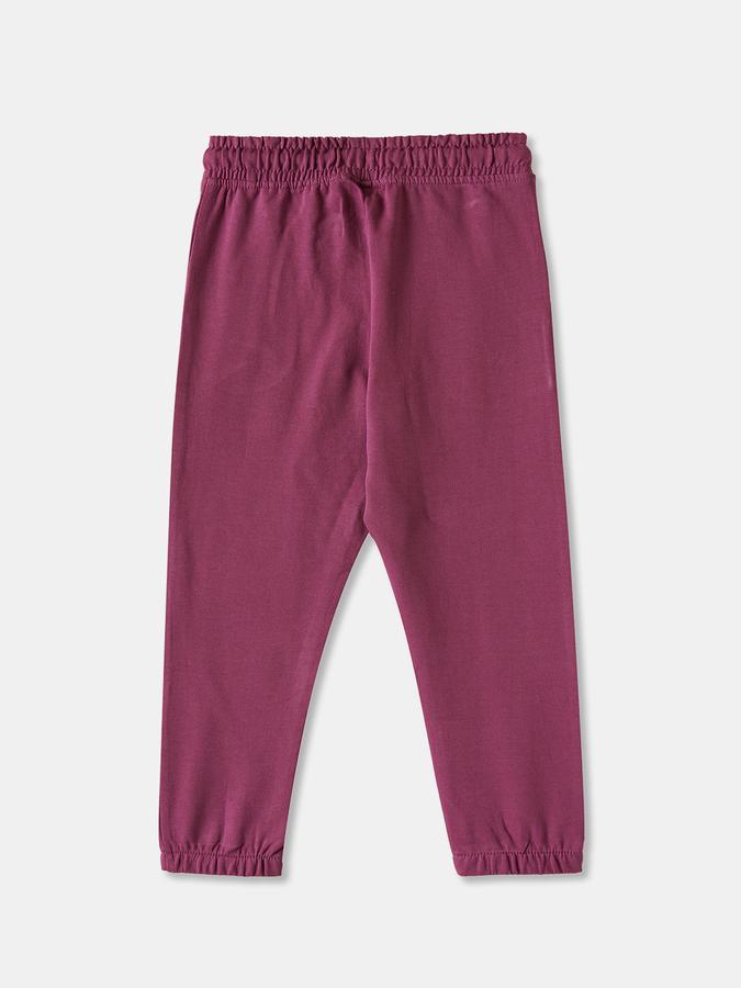 Girls Cotton Regular Fit Drawstring Waist Cuffed Hem Joggers