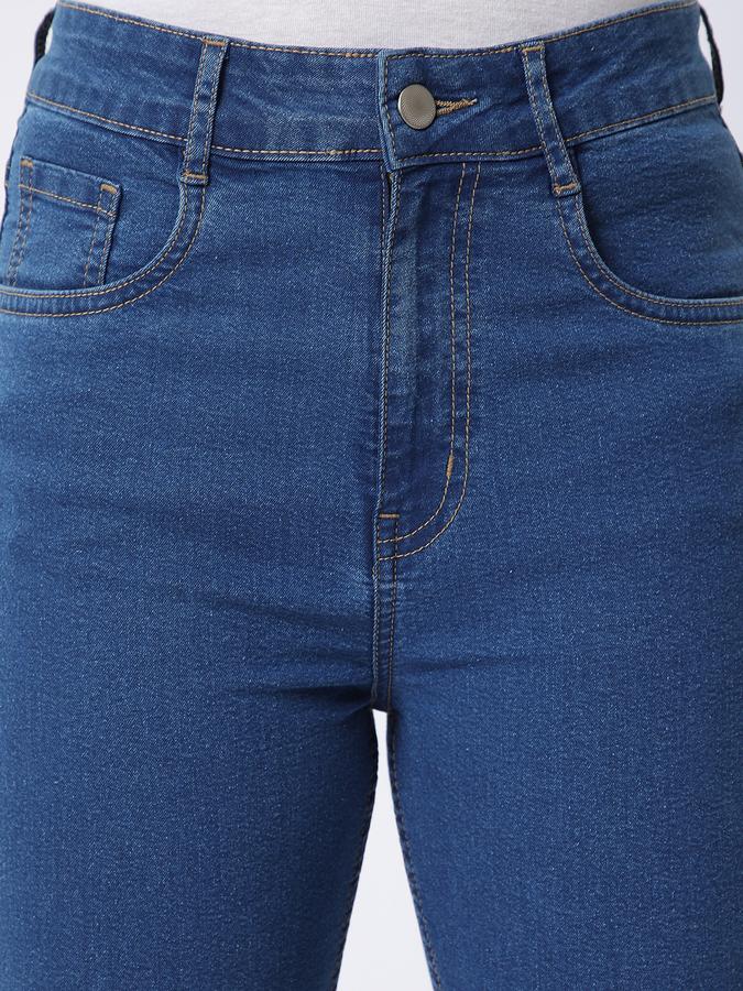 Women Cotton High Rise Button Closure Solid Jeggings