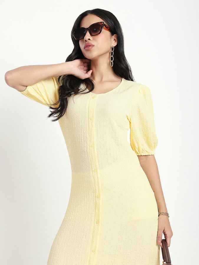 Women Polyester A-Line Midi Solid Dress