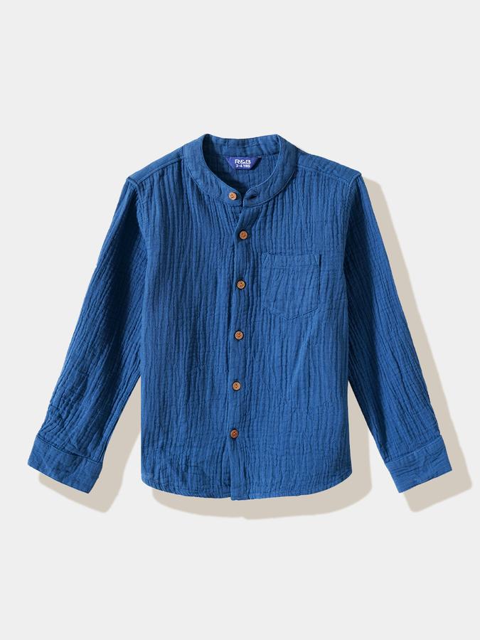 Boys Cotton Regular Fit Long Sleeve Solid Shirt