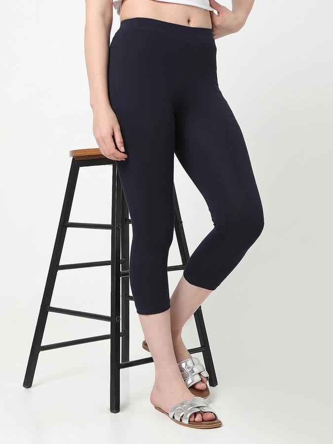 Women Cotton Blend Skinny Fit High Rise Solid Tights