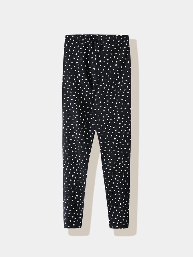 Girls Cotton Blend Skinny Fit Elastic Waist Printed Leggings