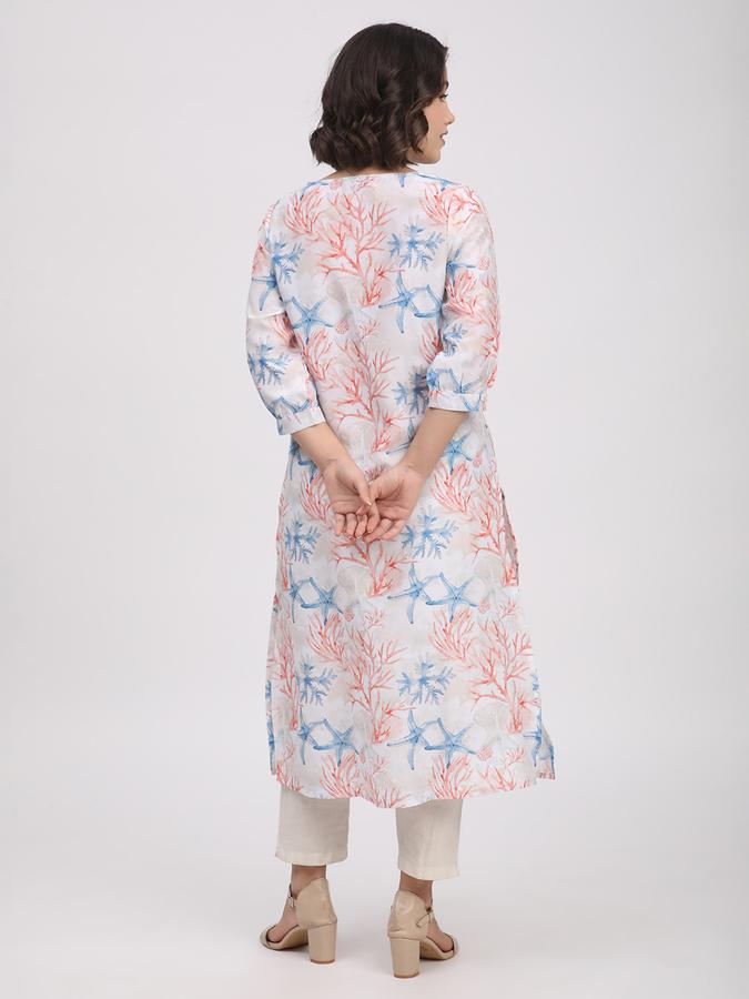 Women Muslin Regular Fit Round Neck Printed Kurta