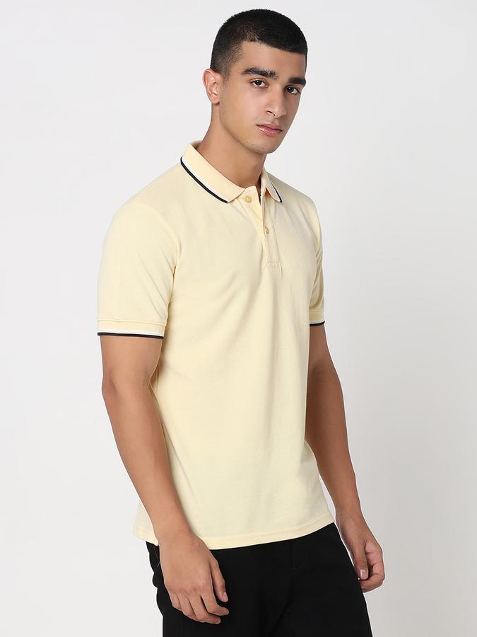 MENS Short Sleeves SOLID POLO WITH TIPPING COLLAR AND CUFF - DRY FIT image number 3