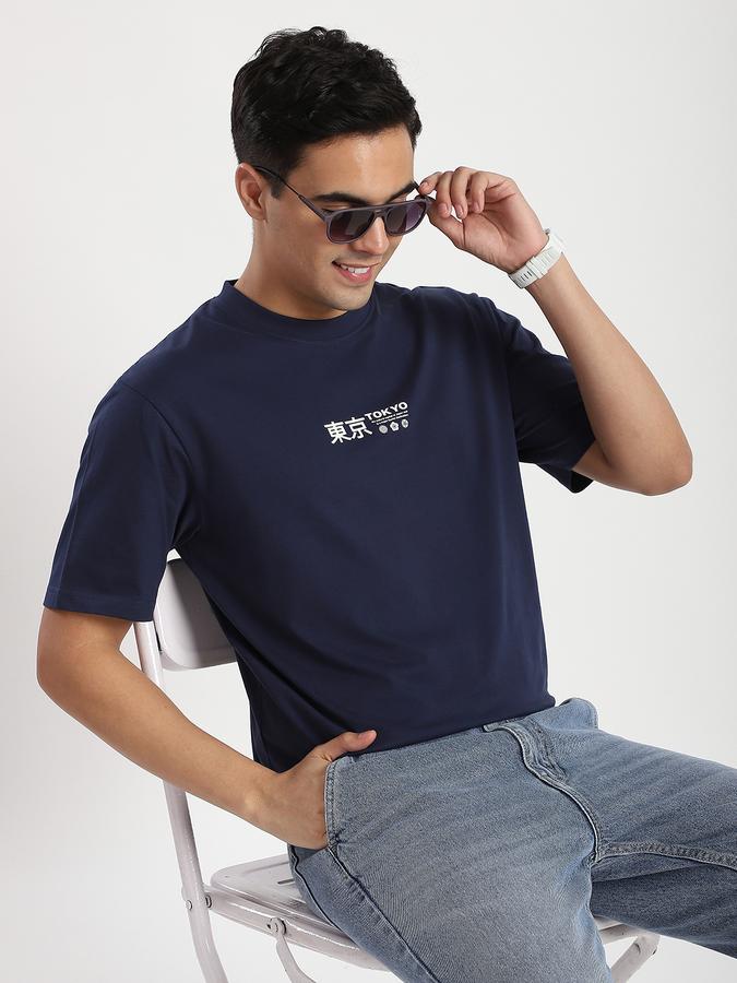 Men Cotton Relaxed Fit Crew Neck Graphic T-shirt