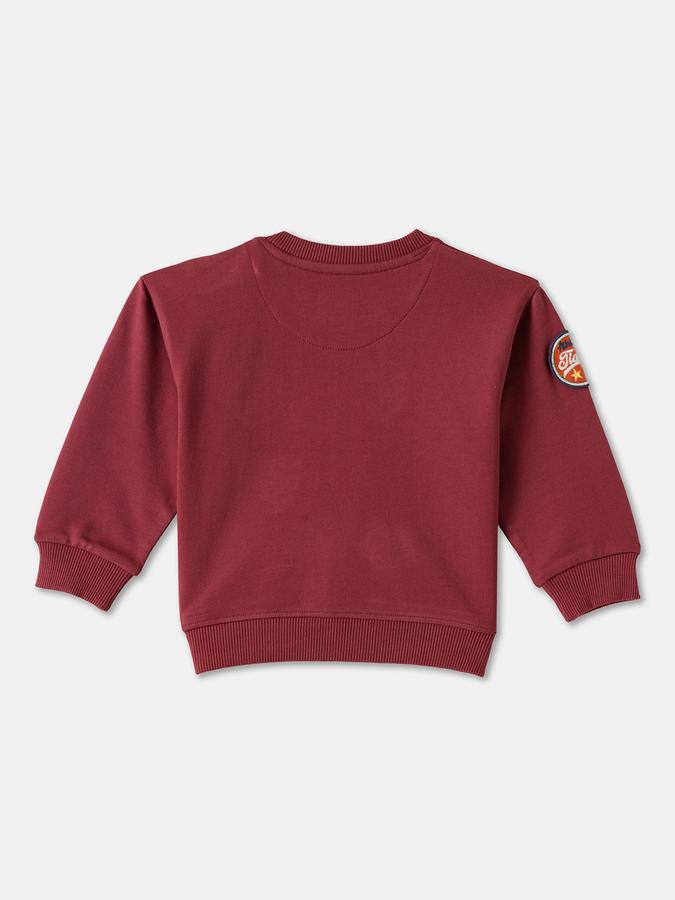 R&B Boys' Maroon Printed Sweatshirt
