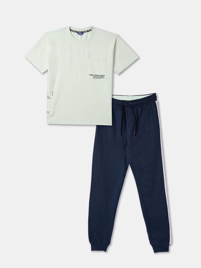 Boys Solid Crew Neck T-shirt with Trousers Fashion Set