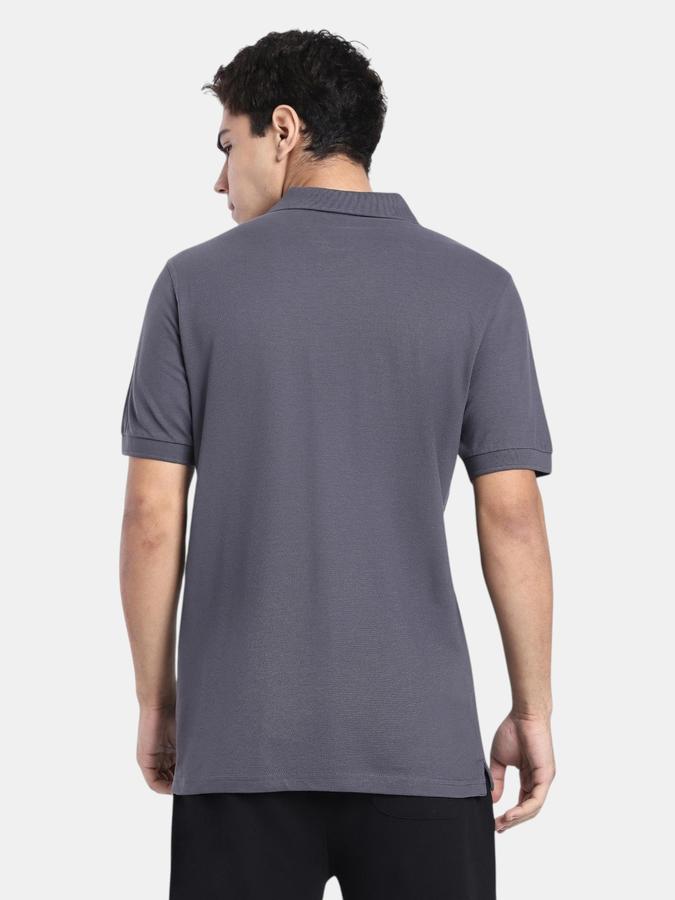 R&B Grey Solid Men Short Sleeve Polo T-shirt