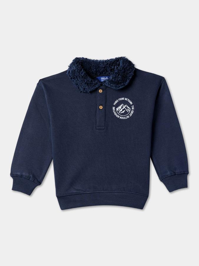 Boys Relaxed Fit Full Sleeve Polo Collar SweaT-Shirt