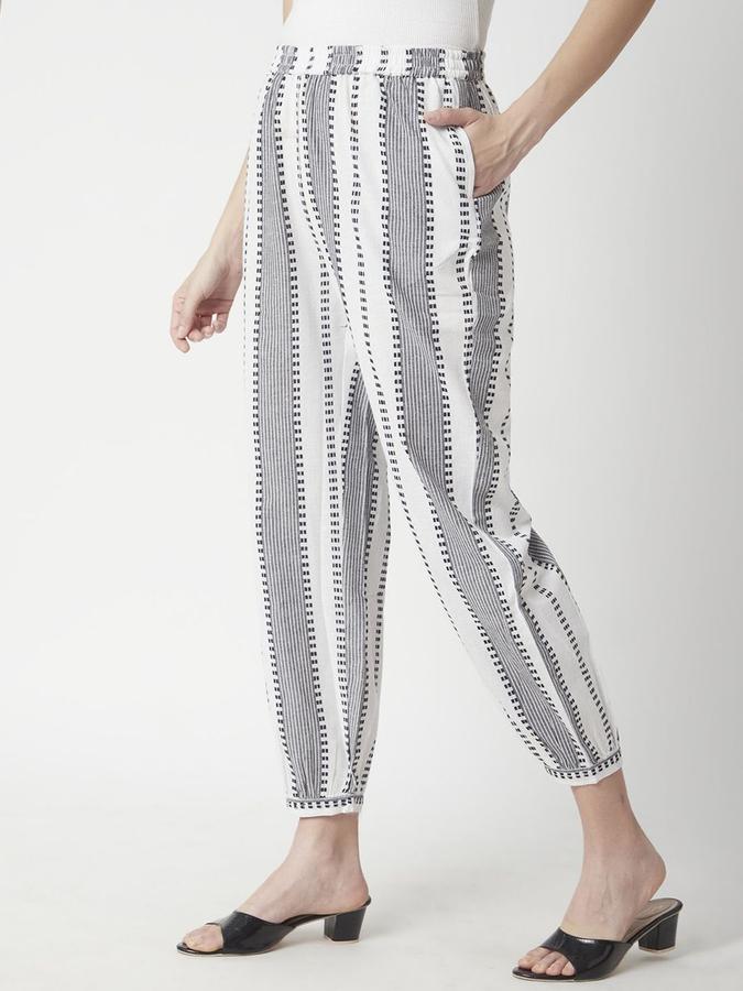 R&B Women Black Printed Regular Fit Pants
