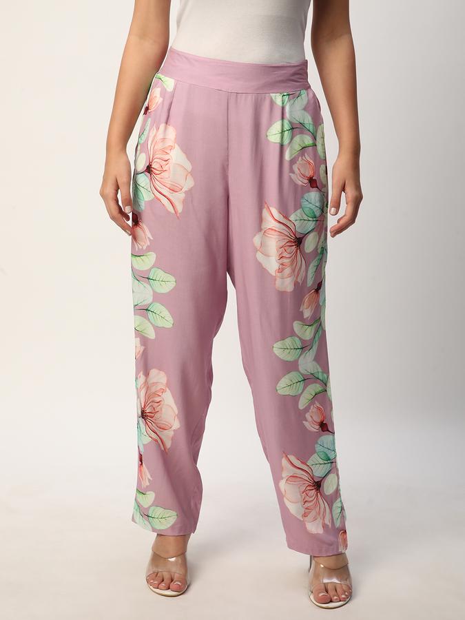 Women Rayon Palazzo Elasticated Waist Printed Trousers