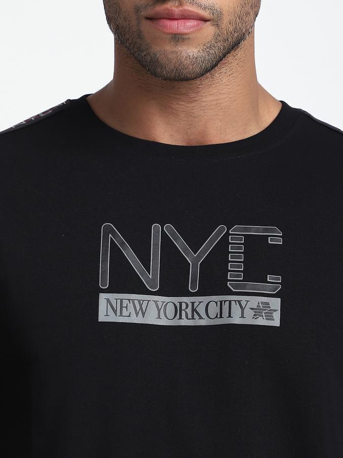 R&B Men's Black Printed T-Shirt
