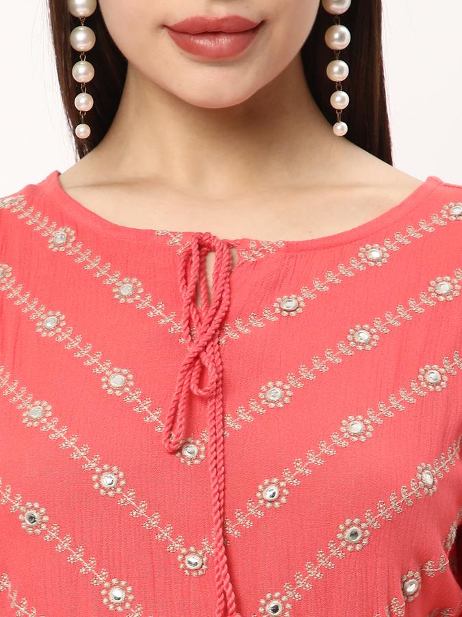 Women Rayon Embroidered Tiered Ethnic Dress