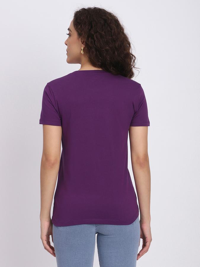 Women Cotton Slim Fit Round Neck Graphic T-shirt
