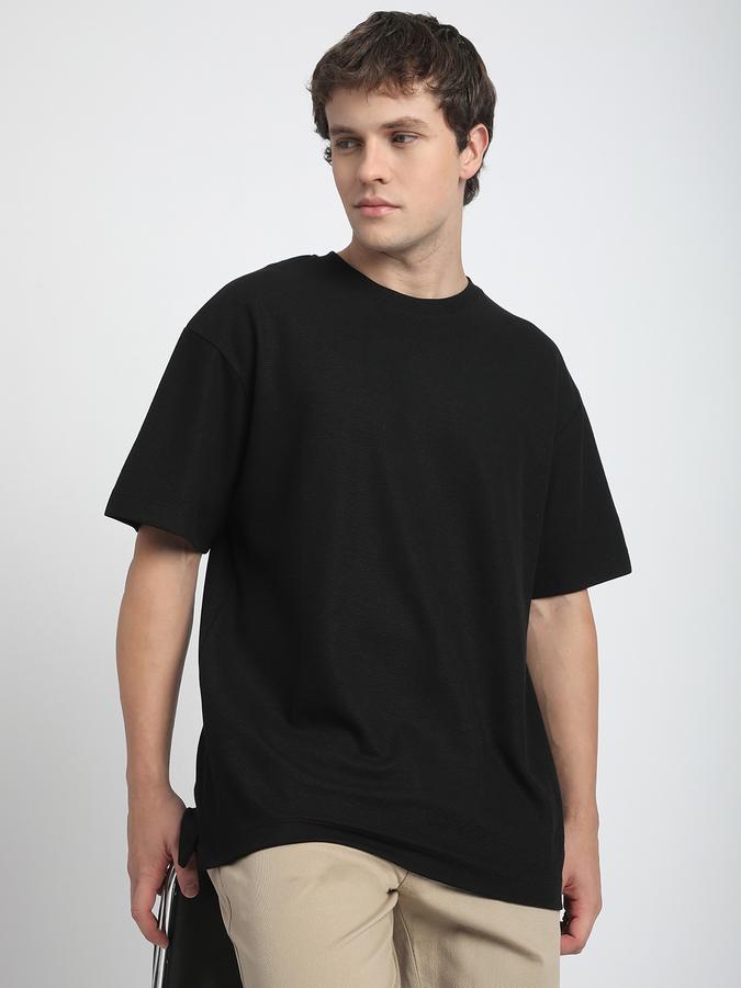 Men Polycotton Loose Fit Crew Neck Solid T-shirt