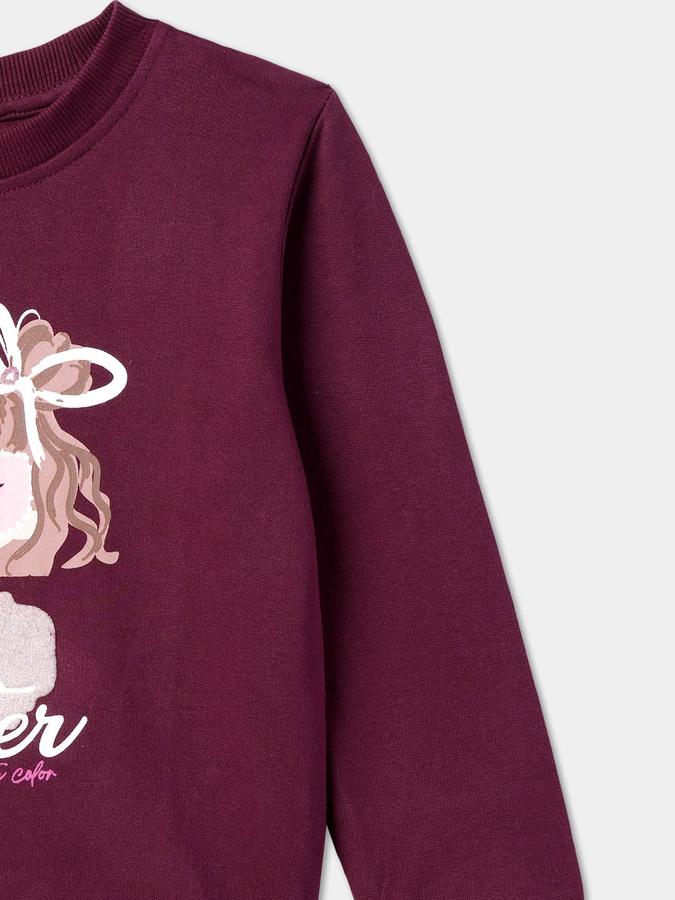 Girls Graphic Regular Fit Full Sleeve Crew Neck SweaT-Shirt