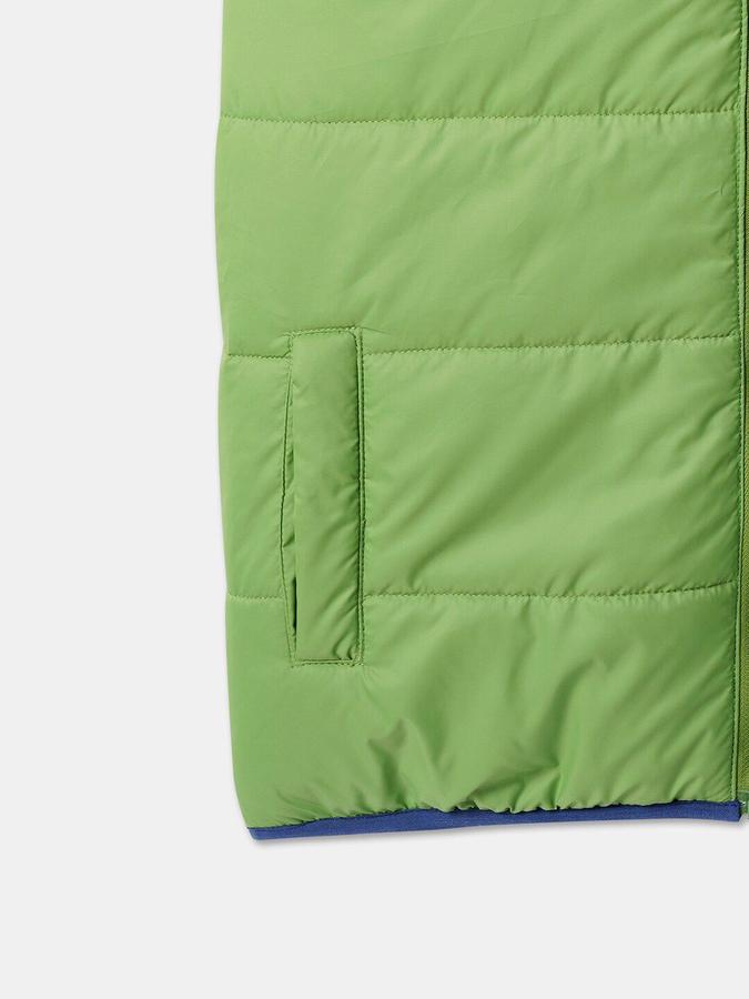 R&B Boys Green Sleeveless Solid Hooded Neck Bomber Jacket