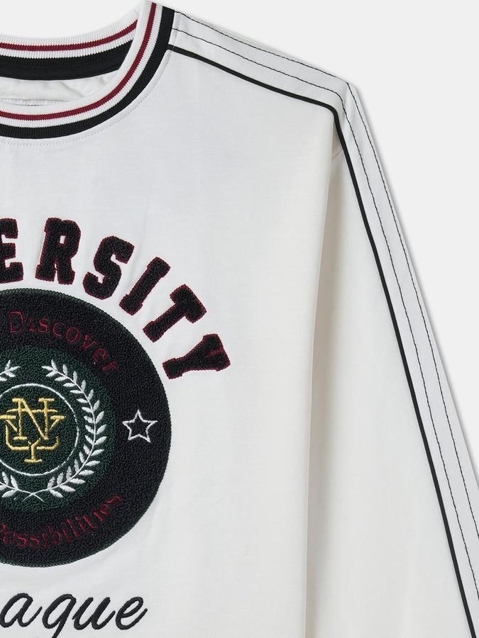 Boys Cotton Regular Fit Crew Neck Graphic Sweatshirt