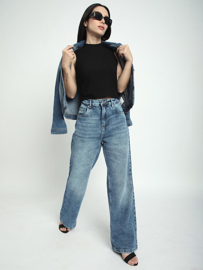 Women Viscose Slim Fit High Neck Ribbed Top