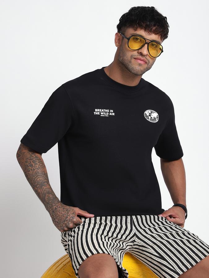 R&B Men's Black Printed T-Shirt