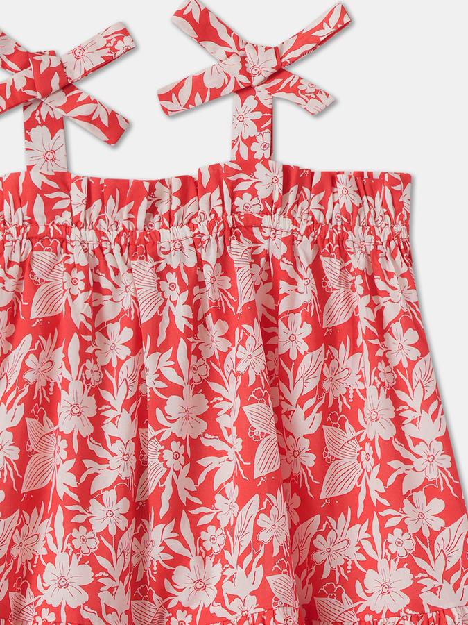 Girls All Over Printed Short Sleeve Square Neck Regular Dress