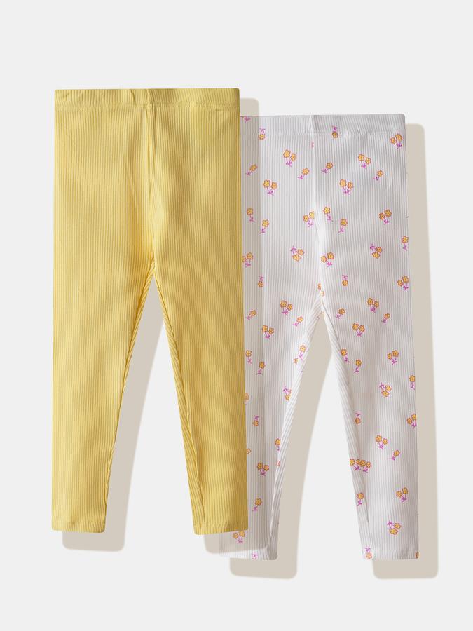 Girls Cotton Skinny Fit Elastic Waist Printed Leggings