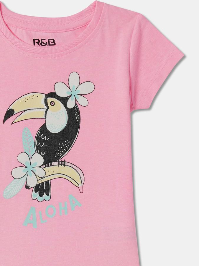 Girls Graphic Print Regular-Fit Round-Neck T-Shirt image number 2