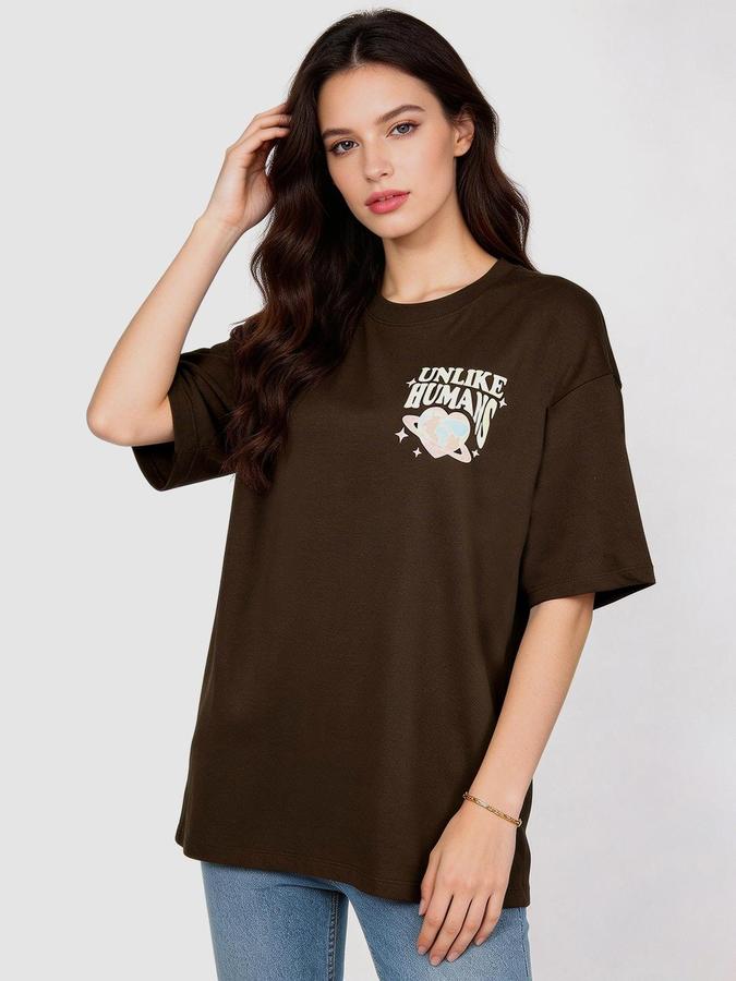 R&B Brown Solid Women Regular fit Top 