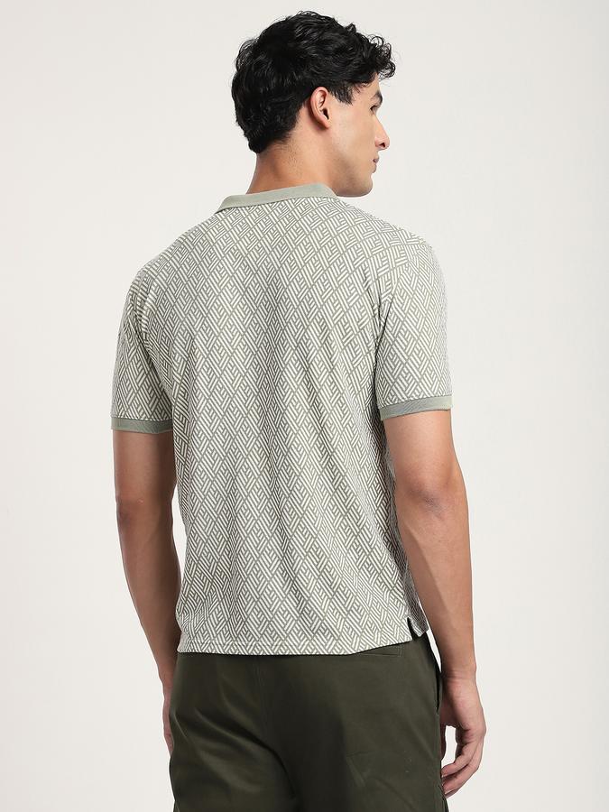 Men Cotton Regular Fit Polo Neck Floral T-shirt