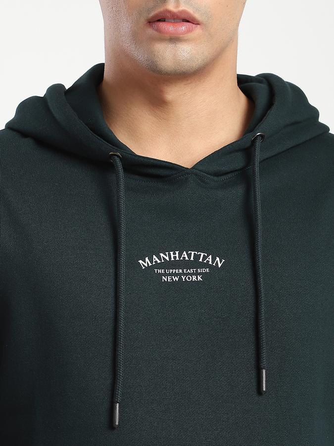Men Fleece Regular Fit Hooded Graphic Sweatshirt