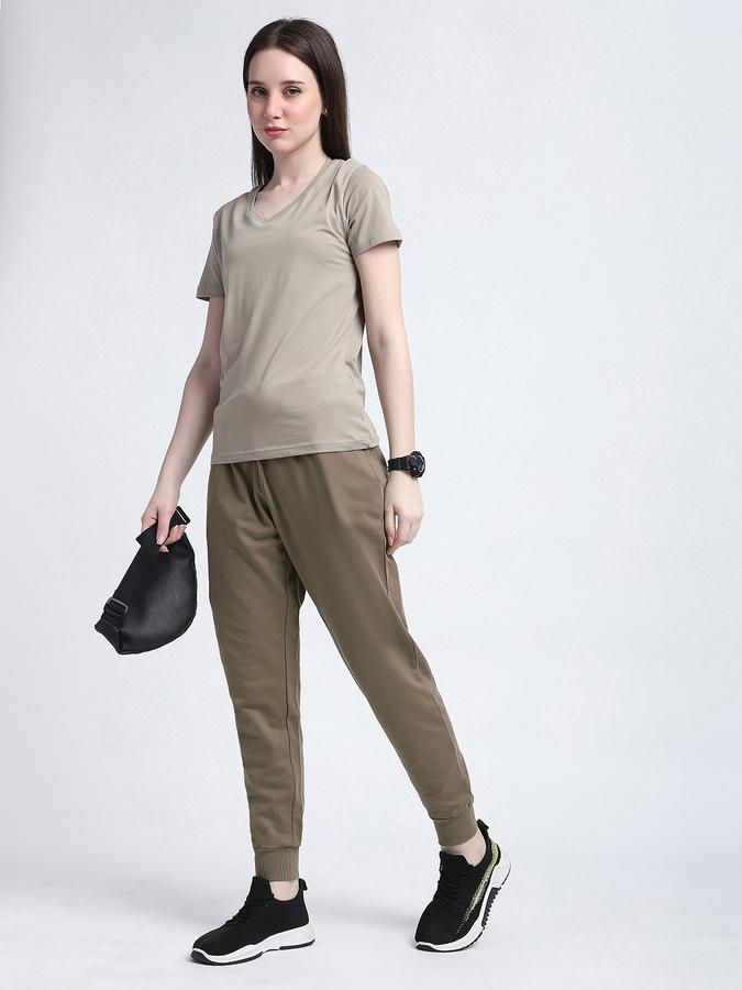 Women Cotton Regular Fit Drawstring Waist Solid Trackpants