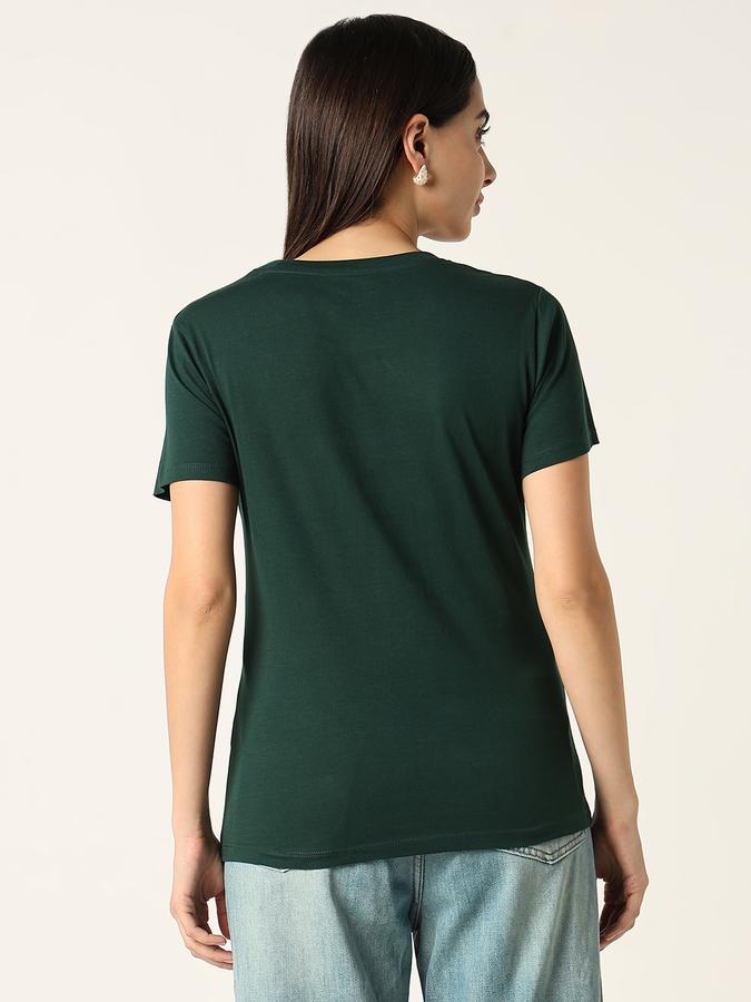 Women Cotton Slim Fit Crew Neck Graphic T-shirt