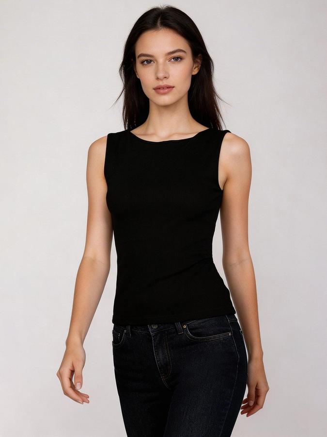 R&B Black Solid Women Regular fit Top 