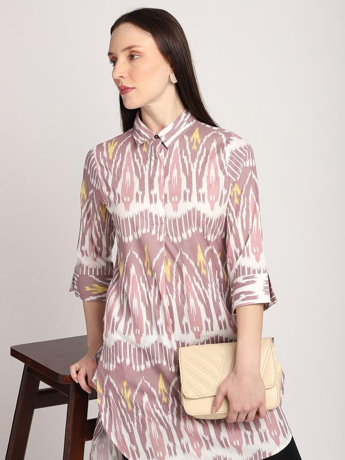Women Viscose Regular Fit Shirt Collar Printed Kurta