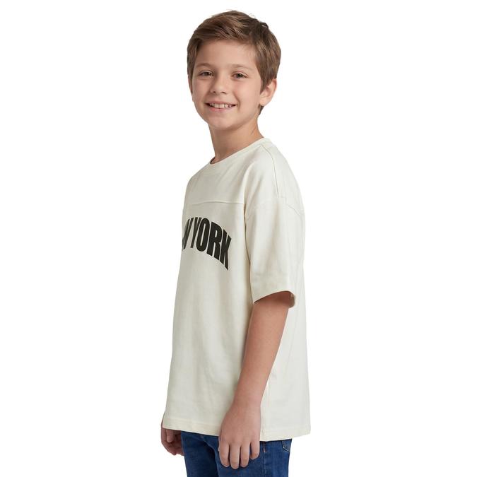 R&B Boy White Cotton Printed Round Neck T-Shirt