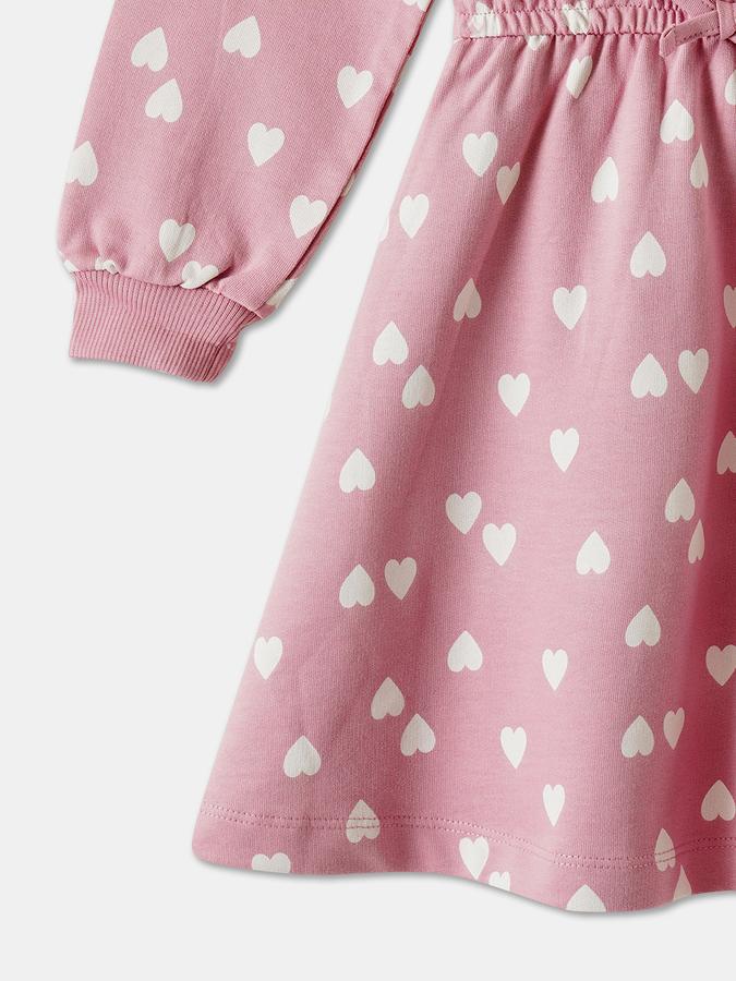 Girls Cotton Regular Fit Round Neck Printed Dress