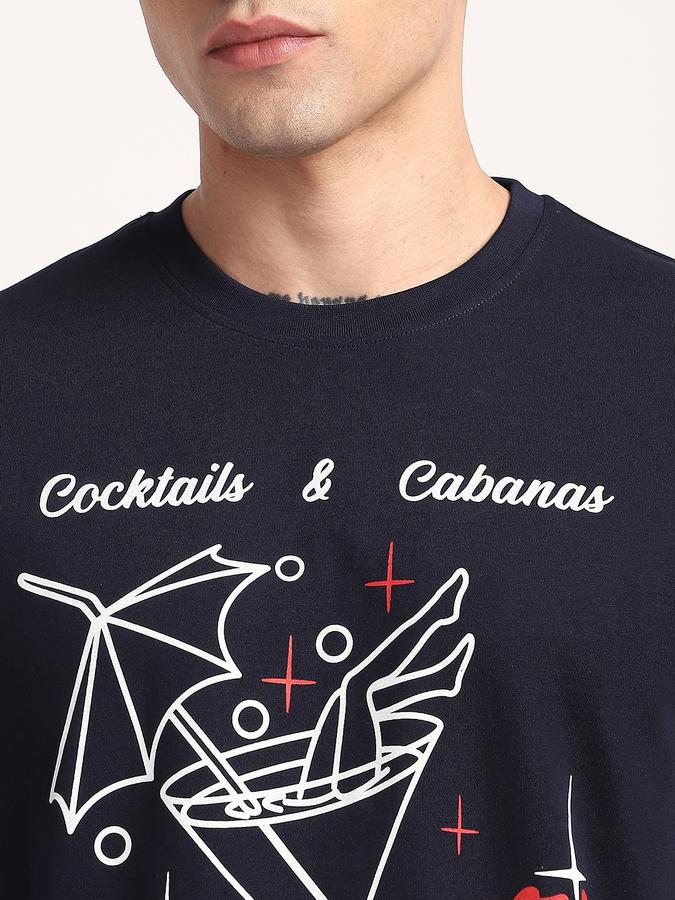 Men Cotton Regular Fit Crew Neck Graphic T-shirt