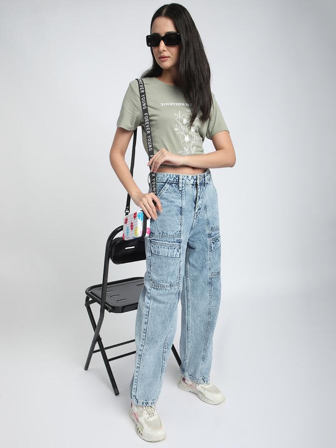 Women Cotton Relaxed Fit Crew Neck Graphic T-shirt