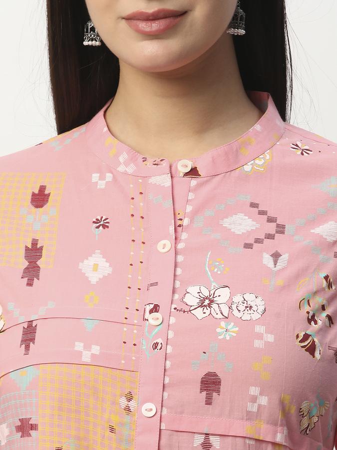 Women Rayon Regular Fit Mandarin Collar Printed Kurta