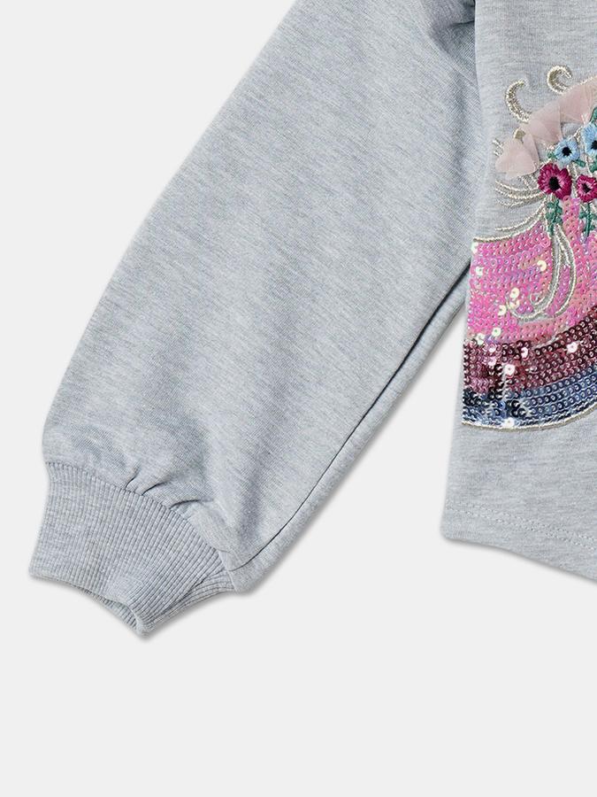 Girls Embellished Round-Neck Sweatshirt image number 3