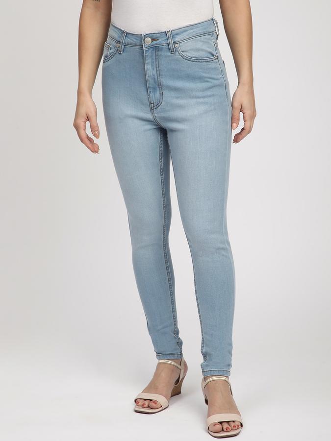 R&B Women Light Blue Solid Skinny-Fit Jeans