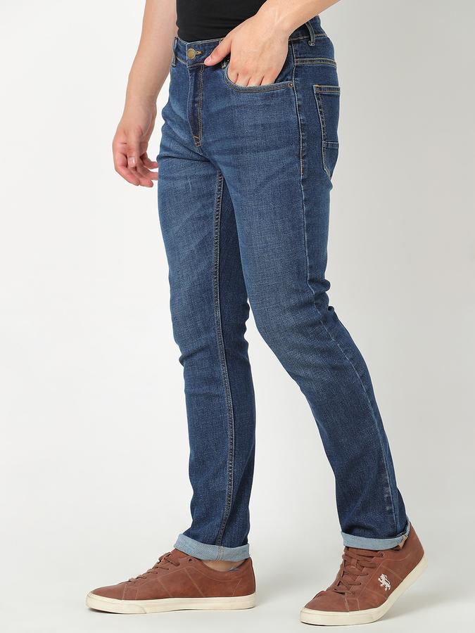 Men Cotton Slim Fit Mid Rise Faded Jeans