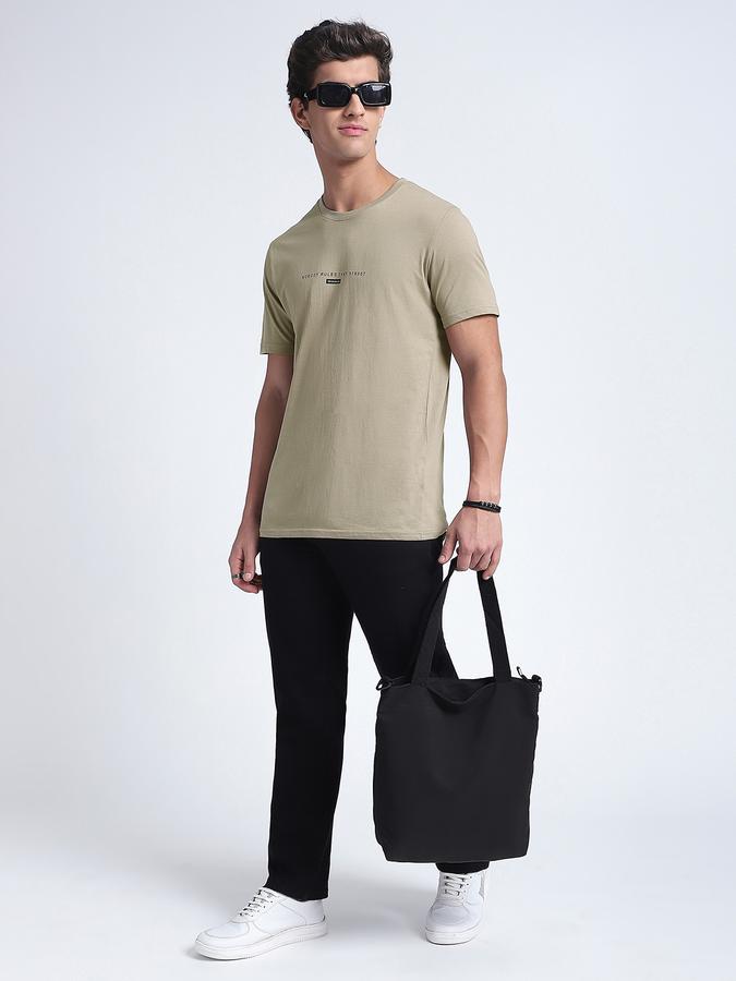 Men Cotton Regular Fit Crew Neck Typographic T-shirt