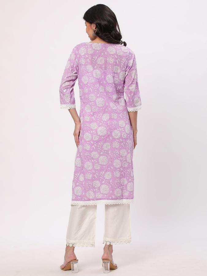 Women Cotton Regular Fit V Neck Printed Kurta